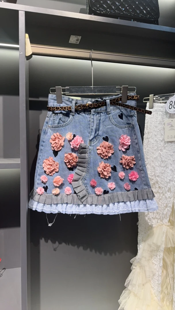 夏季小个子气质高级感高腰显瘦遮肉牛仔半身裙女2480