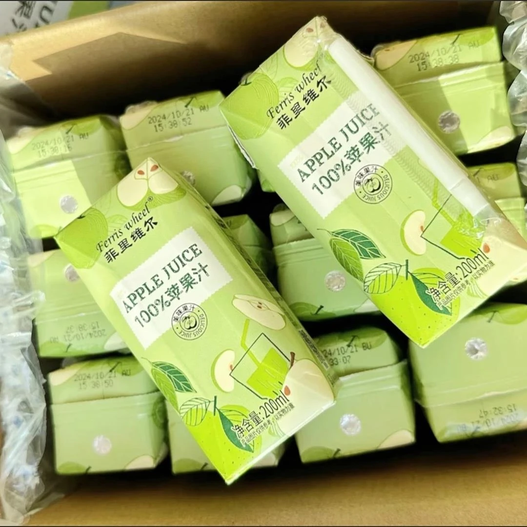 菲里维尔100%苹 果汁200ml*12瓶装果蔬汁饮料果汁一整箱饮料饮品