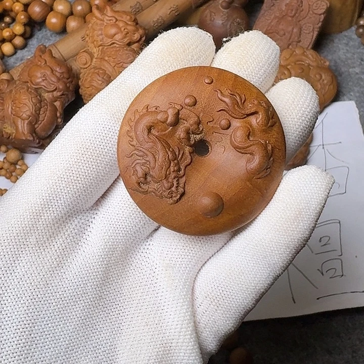 檀香木手串/手链老山檀香黑肉盘龙平安扣