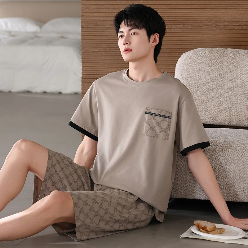 【凉感爽棉】睡衣男纯棉套装凉感圆领短袖短裤男士家居服中年男生