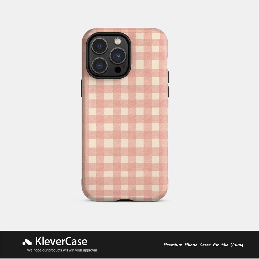 粉白格子合一菲林壳苹果使用16pro/华为/小米15/vivo手机壳