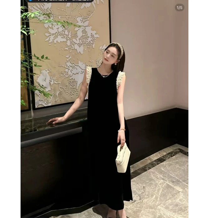 【知与性】法式裙子夏季新款小黑裙秋款长裙连衣裙显瘦背心裙