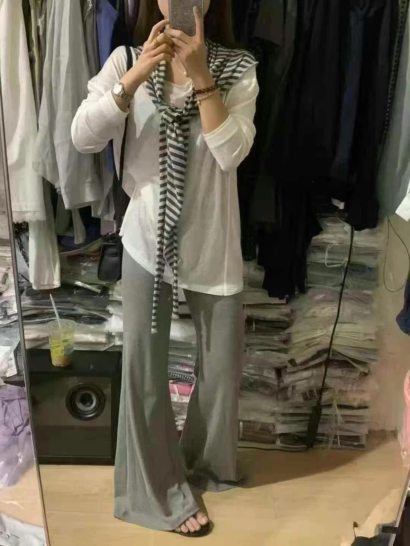 7868#戴戴韩系时尚宽松防晒长袖T恤三件套