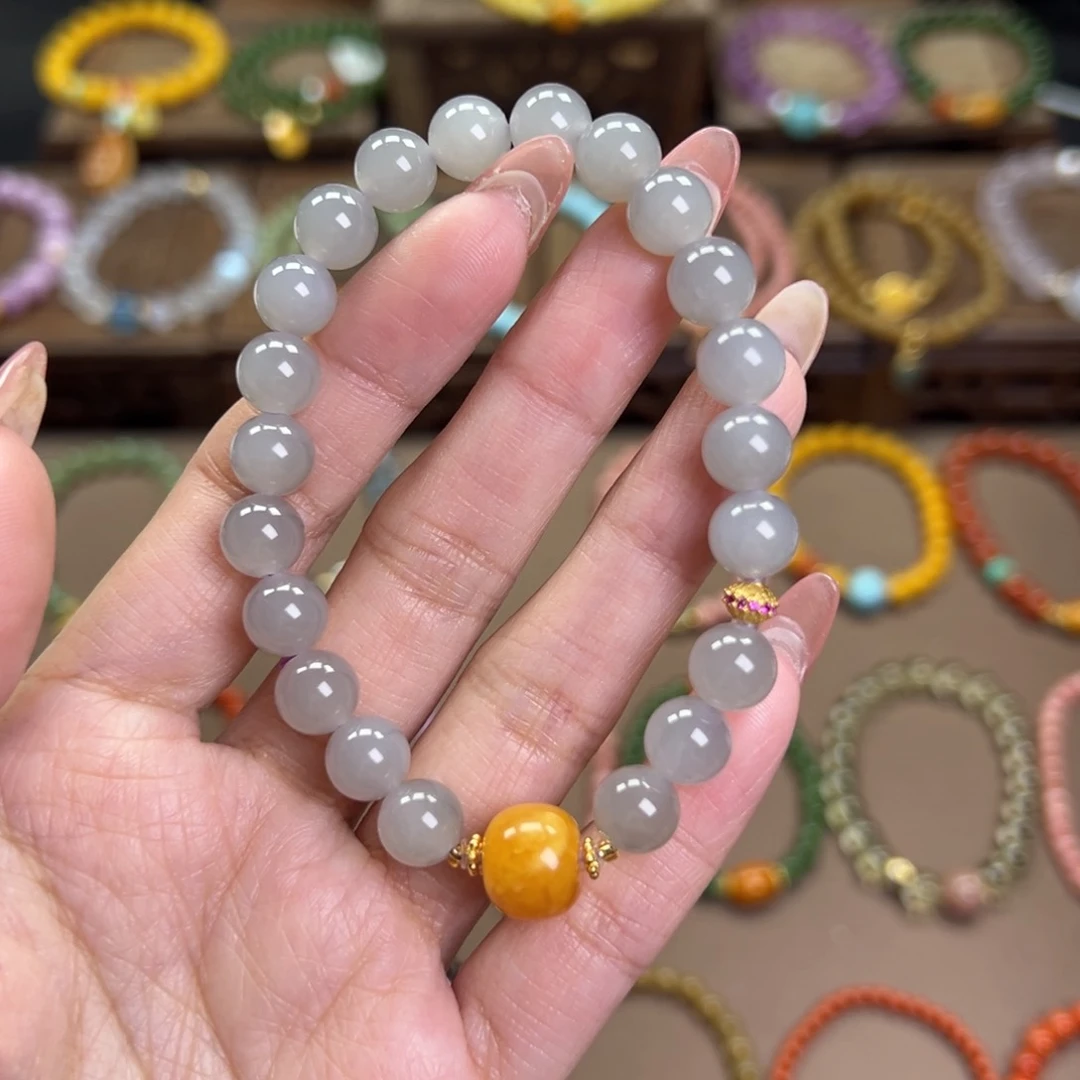 和田玉手链银S925镶嵌惠*单圈