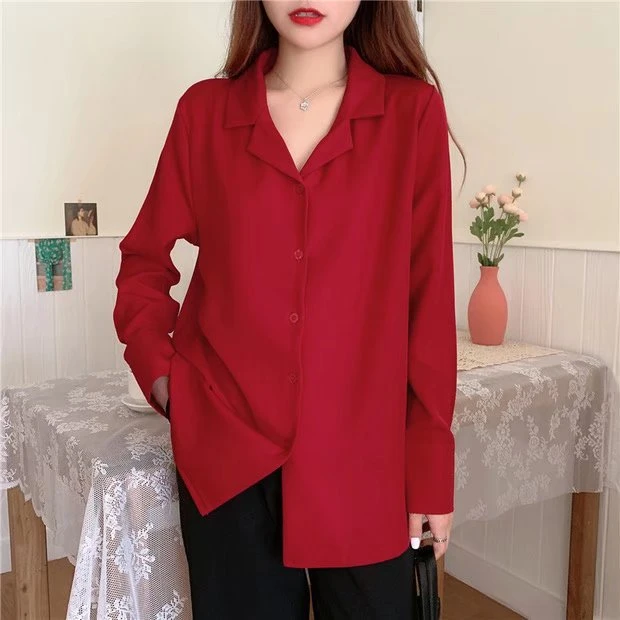 大码女装宽松上衣胖mm2024新款设计感小众港风长袖学生衬衫打底衫