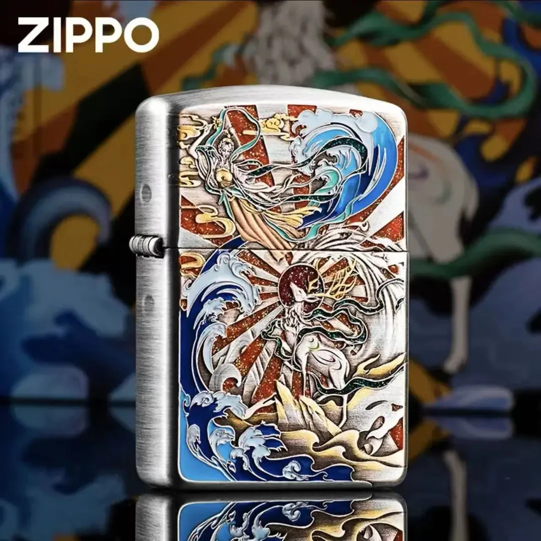 ZIPPO/之宝打火机九色鹿熏银珐琅填彩盔甲礼盒装送男士礼品DYX1H1