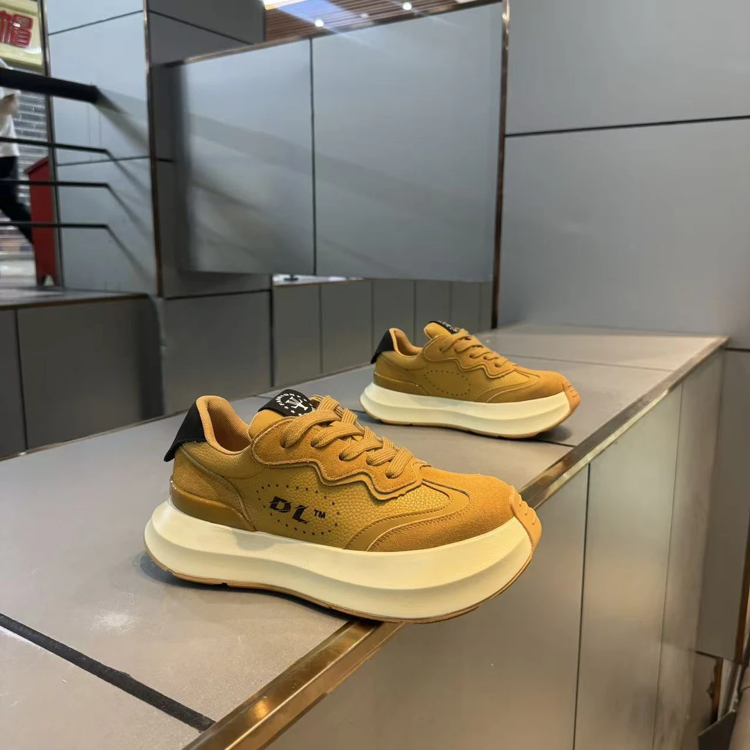 秋季鞋子鞋带网红松糕鞋男士系带增高休闲鞋百搭男鞋潮流秋冬厚底