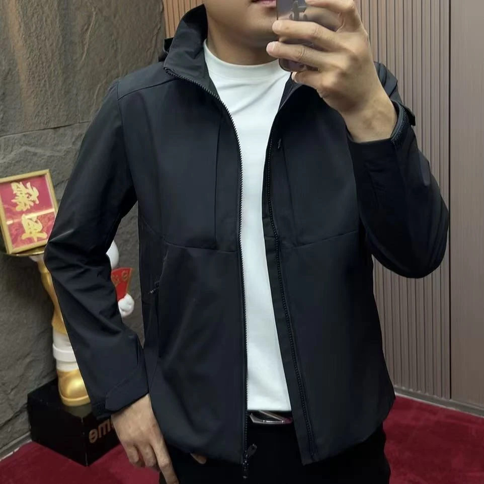 8819#水洗直下摆美式男士夹克秋季时尚防风连帽