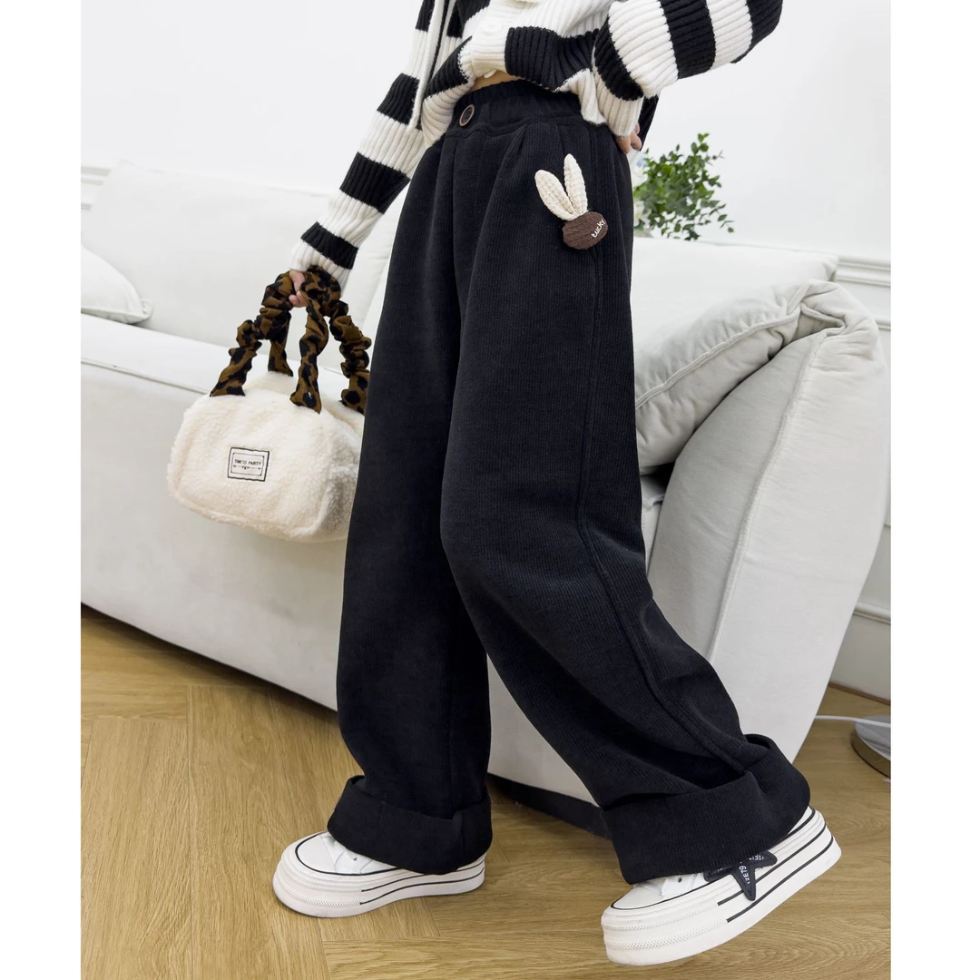 【丫丫童品】女童兔子发卡加厚加绒保暖裤子G277
