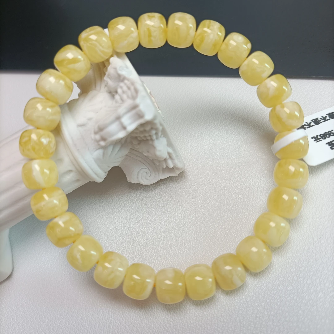 8+天然蜜蜡老型手串~俄料满蜡满花妖孽品质~4790