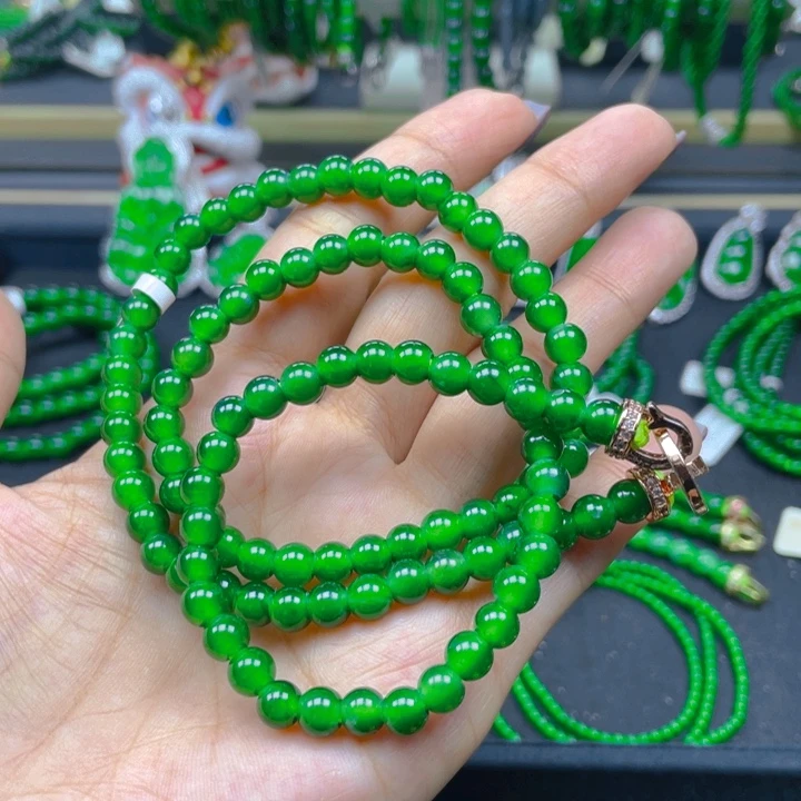 翡翠未镶嵌颈饰项链满色满绿6