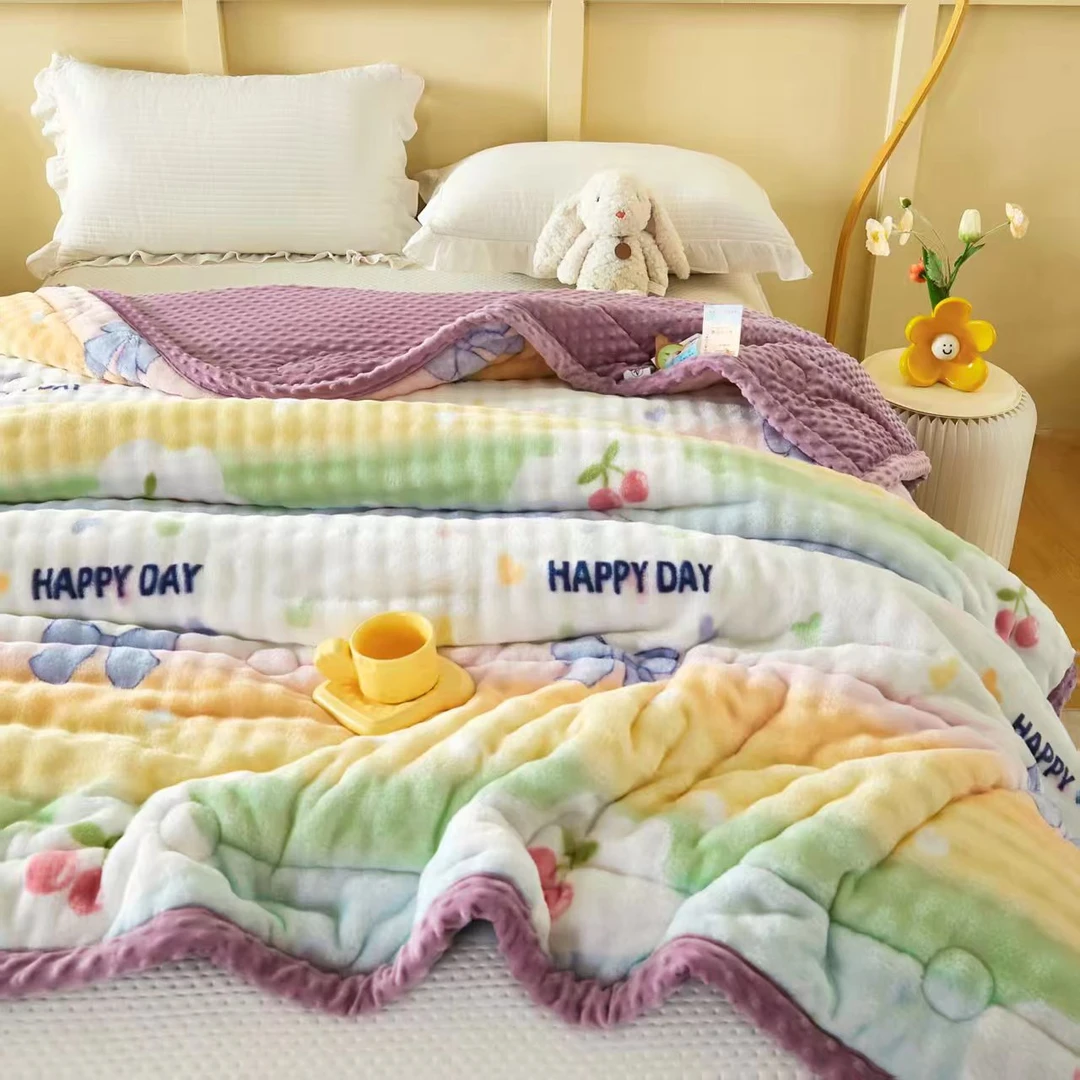 【新款加厚泡泡绒】高克重牛奶泡泡绒加厚双面绒豆豆被