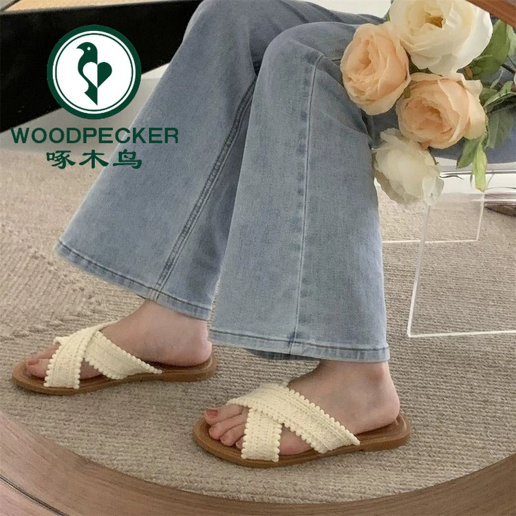啄木鸟2025平底罗马凉鞋女新款夏复古仙女风波西米亚沙滩外穿拖鞋