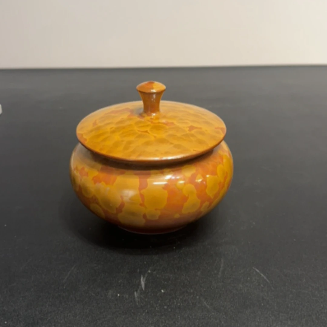 高温颜色釉彩金黄茶叶罐