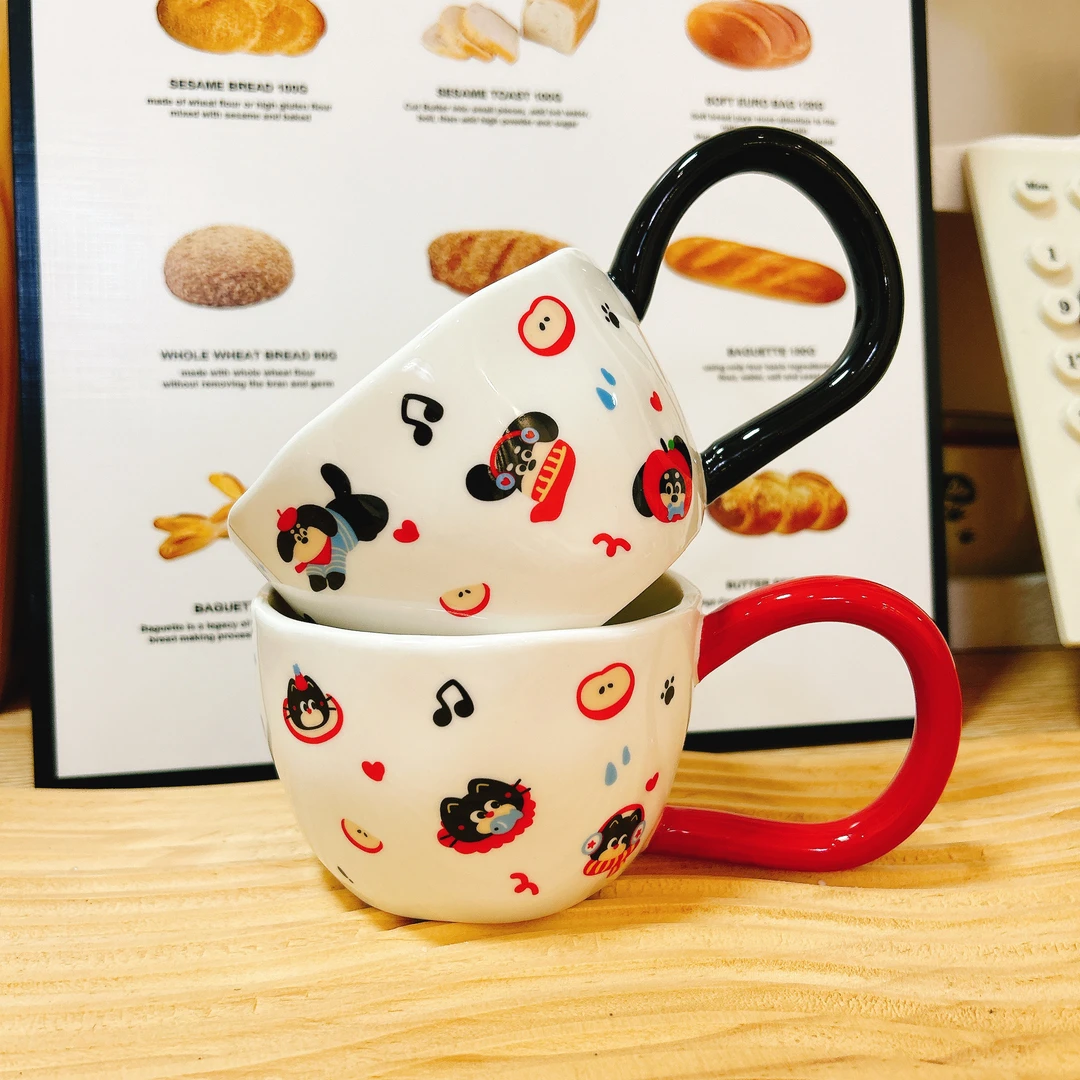 Ins卡通可爱陶瓷杯马克杯大手柄咖啡杯学生礼物女生高颜值水杯