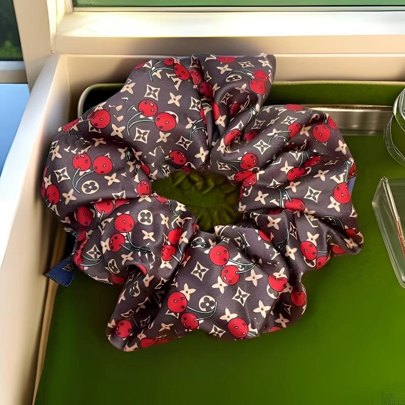 24号L字母樱桃新款发圈大肠圈复古百搭简约发绳大牌logo马尾发绳