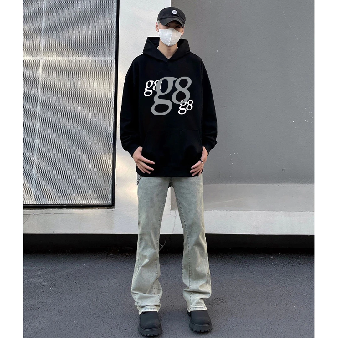 美式潮牌个性字母印花宽松连帽卫衣男女秋冬季百搭休闲情侣款上衣