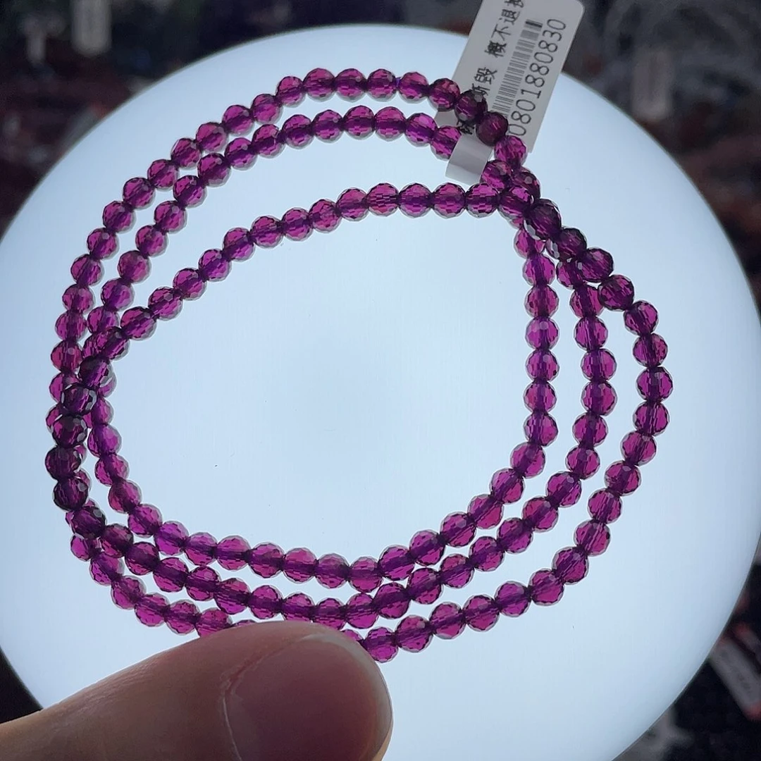 石榴石手链未镶嵌简***活3.8毫米紫牙乌刻面