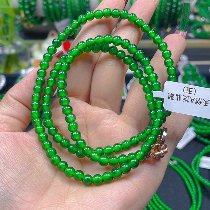 翡翠未镶嵌颈饰满色满绿项链5