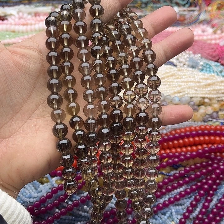 玛瑙/玉髓珠宝半成品未镶嵌一条9mm茶晶