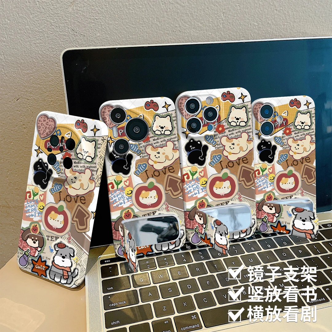 卡通小狗适用苹果菲林手机壳华为vivo小米oppo荣耀全包防摔保护套