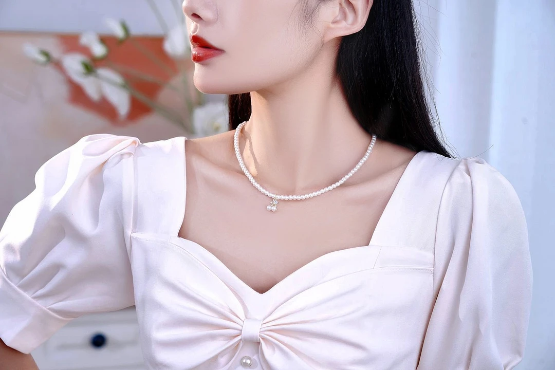 NK-207樱桃仿珍珠项链锁骨链短链百搭时尚网红项链女