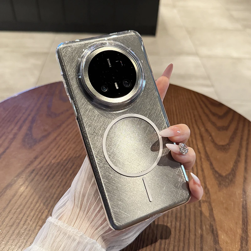 不发黄适用于华为mate70pro+手机壳新款超薄透明mate60细圈磁吸硬