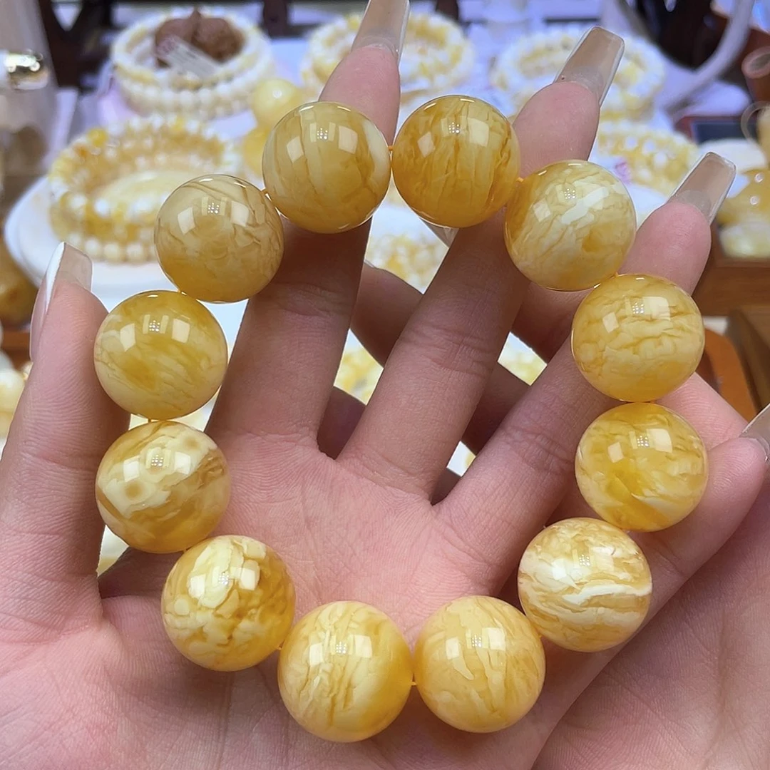 未镶嵌蜜蜡手链20mm➕ 千层雪