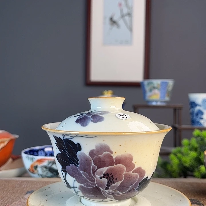 摆件景德柴烧茶杯多人