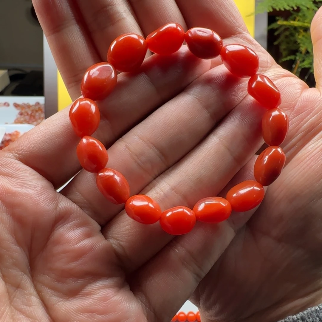 南红玛瑙未镶嵌满肉无裂随型手串