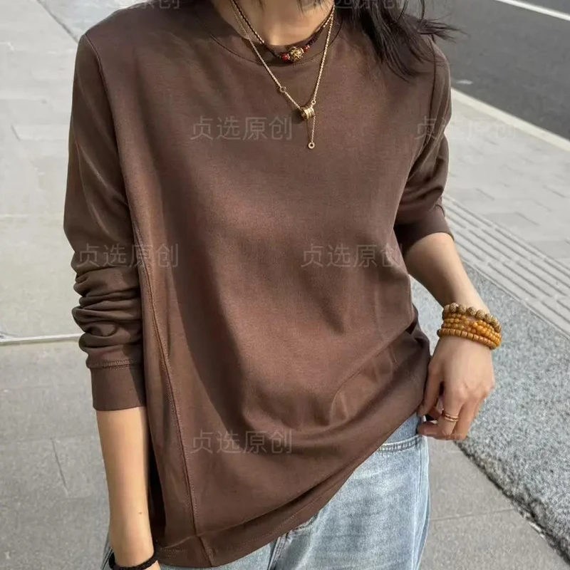 DengZhenZhen/邓贞贞6097-春季圆领长袖时尚显瘦休闲百搭上衣