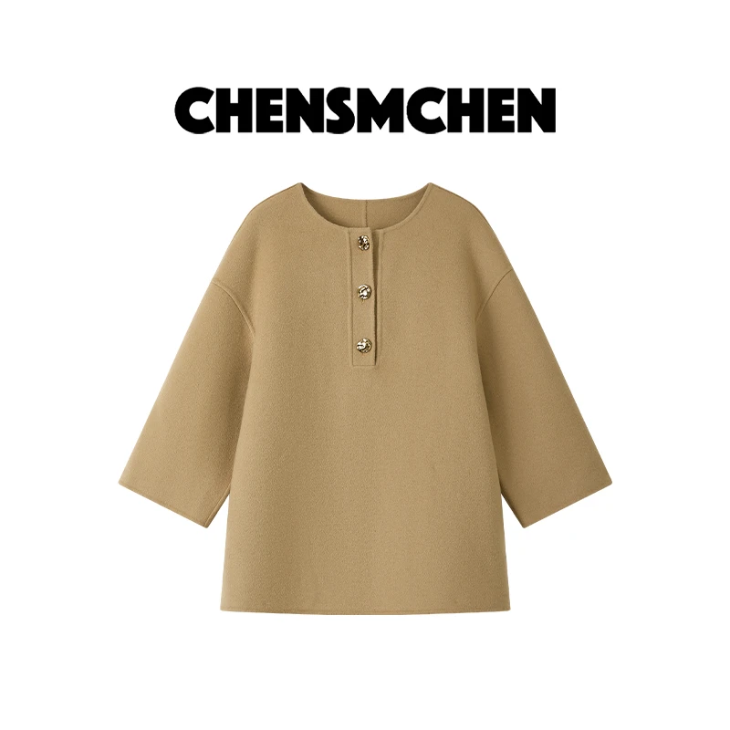 CHENSMCHEN 设计感时尚双面呢套头外套女简约气质上衣CSW9905JX