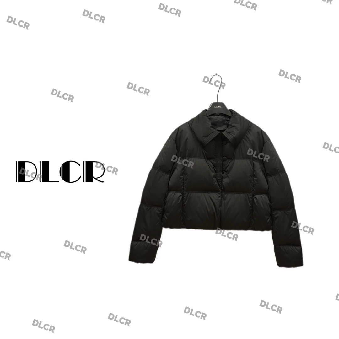 DLCR【大琳】冬季新款时尚百搭黑色短款翻领气质轻奢白鸭绒服