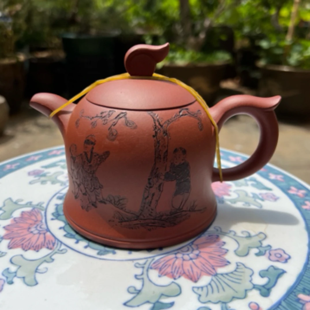 红清水泥金钟紫砂壶