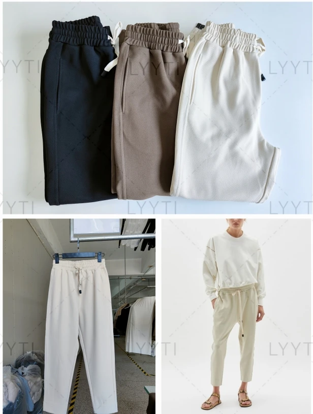 百搭款抽绳加绒弹力织物休闲裤