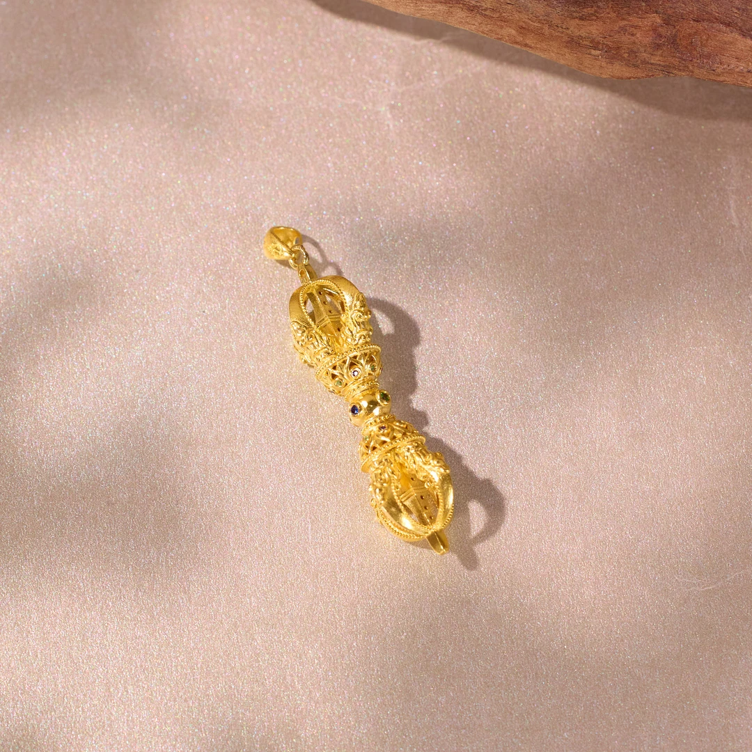 【歪歪自留】（素金）杵杵吊坠*18K金镶嵌（多样性发一）（大版）XB-J5644