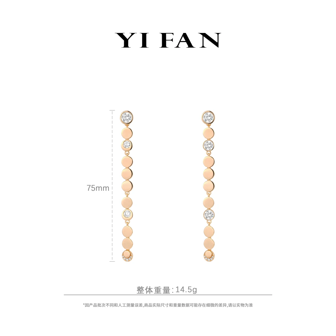 925银合成锆石耳饰 30403-香槟金蜂巢长款百搭耳环