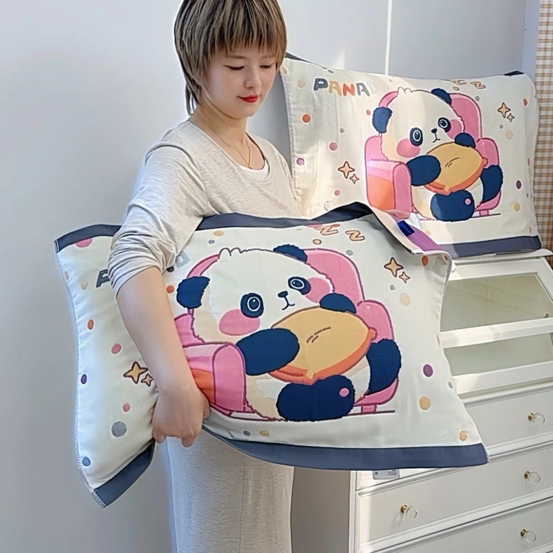 加厚纯棉纱布枕巾一对52*78双面加大成人单人枕头巾吸汗透气防滑