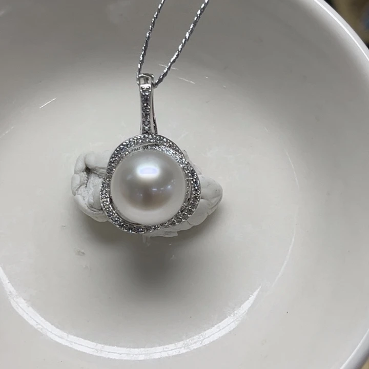 海水珍珠银S925镶嵌颈饰澳白10-11mm 64号