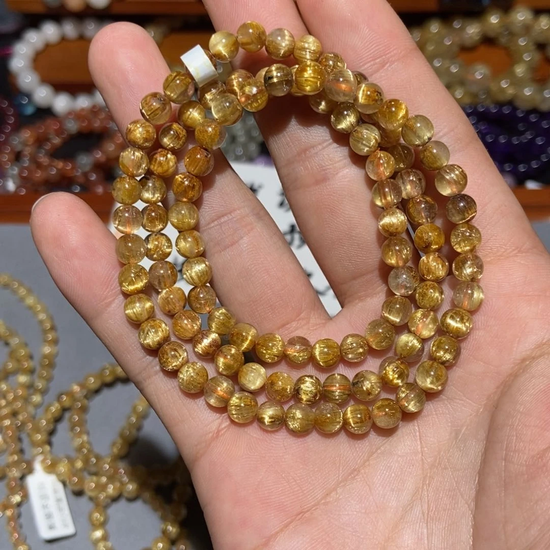 水晶手链未镶嵌钛金三圈5.8m