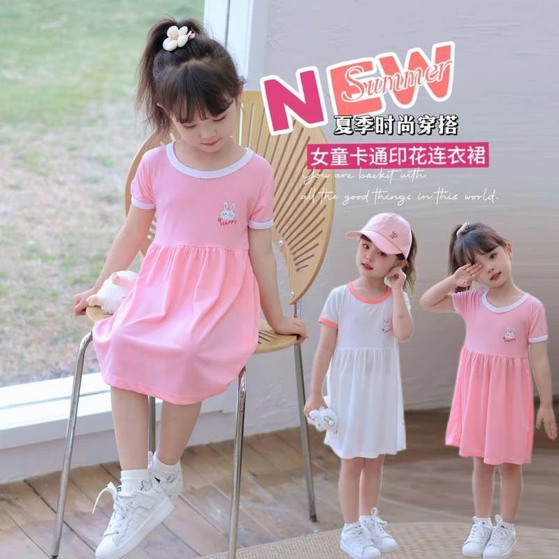 2025新款夏季新款夏季冰丝连衣裙纯洋气公主女宝小童女孩时尚柔