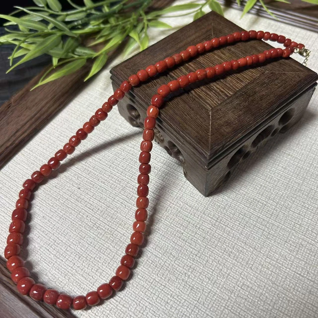 【老四珠宝】天然珊瑚桶珠塔链项链 多样性发其一