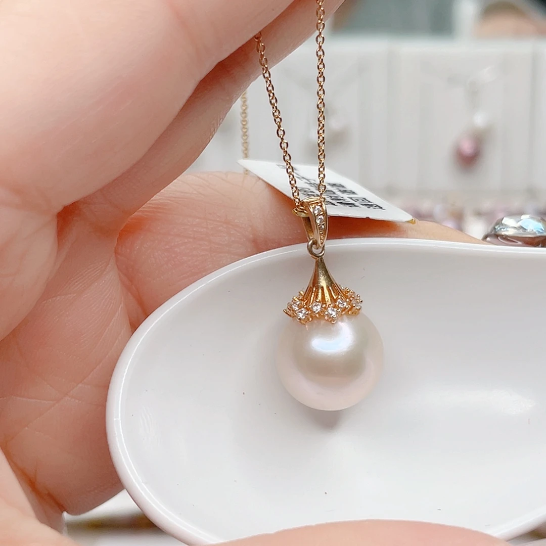 银S925镶嵌淡水珍珠吊坠(不含链)