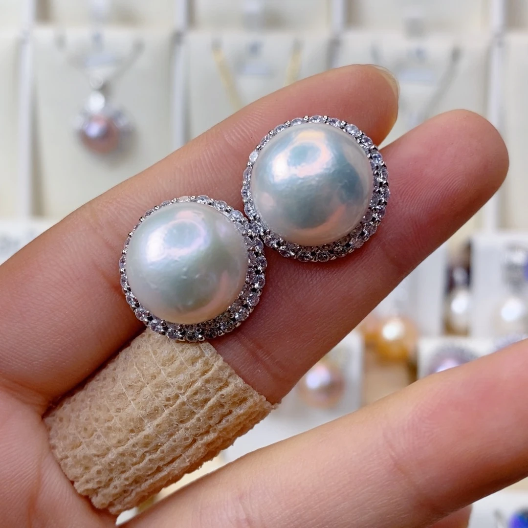 淡水珍珠耳饰合金