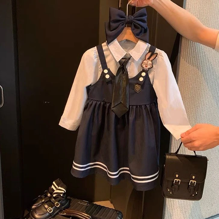 【338】女童连衣裙春秋季新款儿童秋装时尚女宝宝洋气学院风裙23396