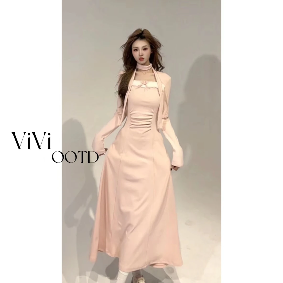 【薇薇推荐】法式长裙毛绒温柔感时尚设计高腰连衣裙SVVTP405878