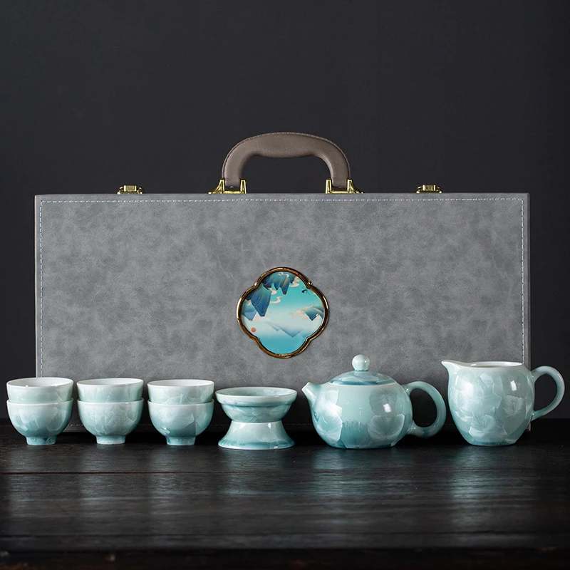 功夫茶具套装结晶釉高档冰花家用会客茶壶茶具地产保险公司礼品