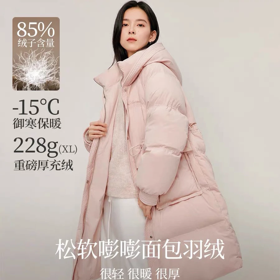 【茵曼服饰】茵曼棉纤微皱防钻绒羽绒服连帽抽绳外套18448020