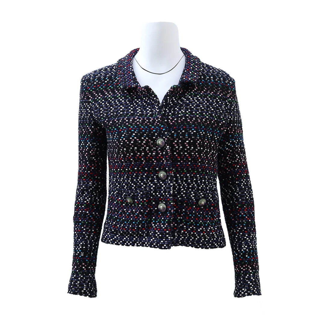 95新 Chanel/香奈儿 小花Jerry活动毛呢 外套拼色 拼色 常规码36