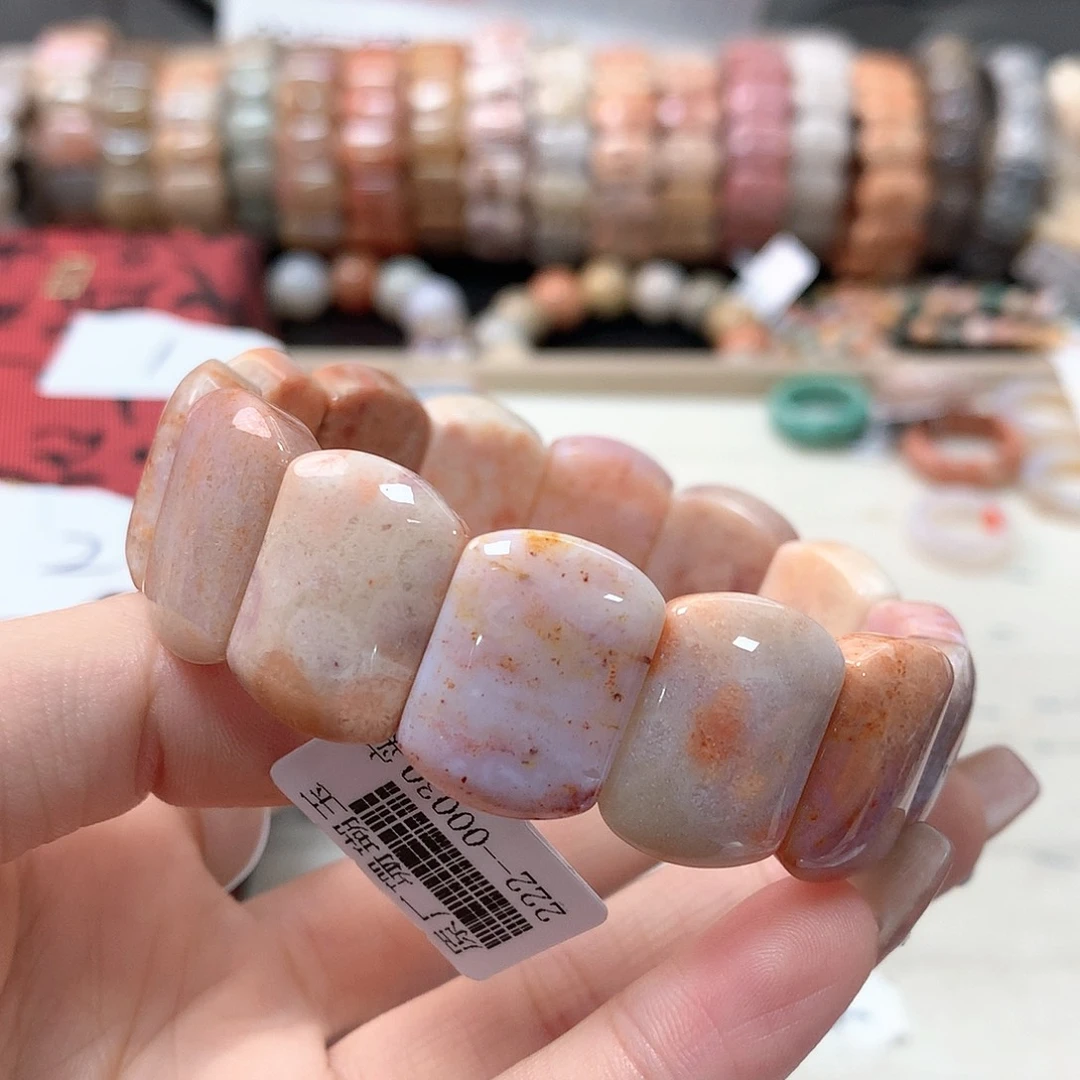 硅化珊瑚（珊瑚玉）手链未镶嵌花360